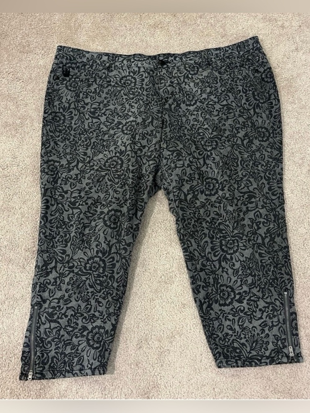 Torrid Floral Denim Jeans with Zipper Detail